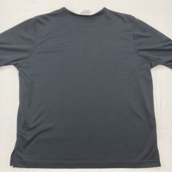 Vintage Bon Worth Top SZ S Black with White Gray Floral Appliqué 3/4 Sleeve Tee - Picture 4 of 13